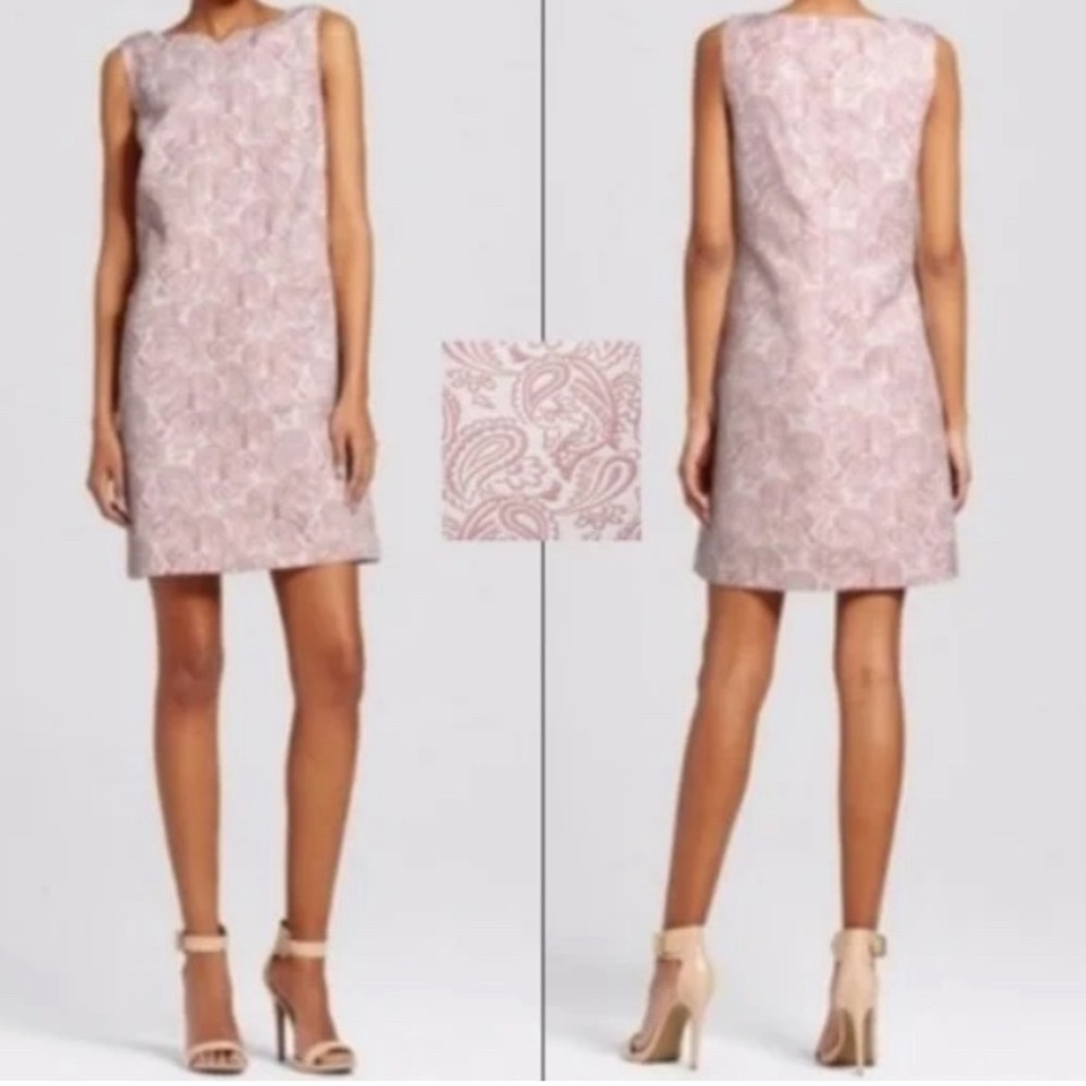 Victoria Beckham For Target Pink Paisley Brocade Mini Mod Dress Women's Size XS